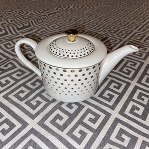 GRACE'S TEAWARE TEAPOT GOLD POLKA DOTS GOLD TRIM